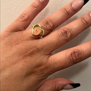 Coach Gold Heart Ring with Pink Accent